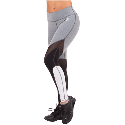 Waves Sports Mid Rise Leggings Gray, Black, And White