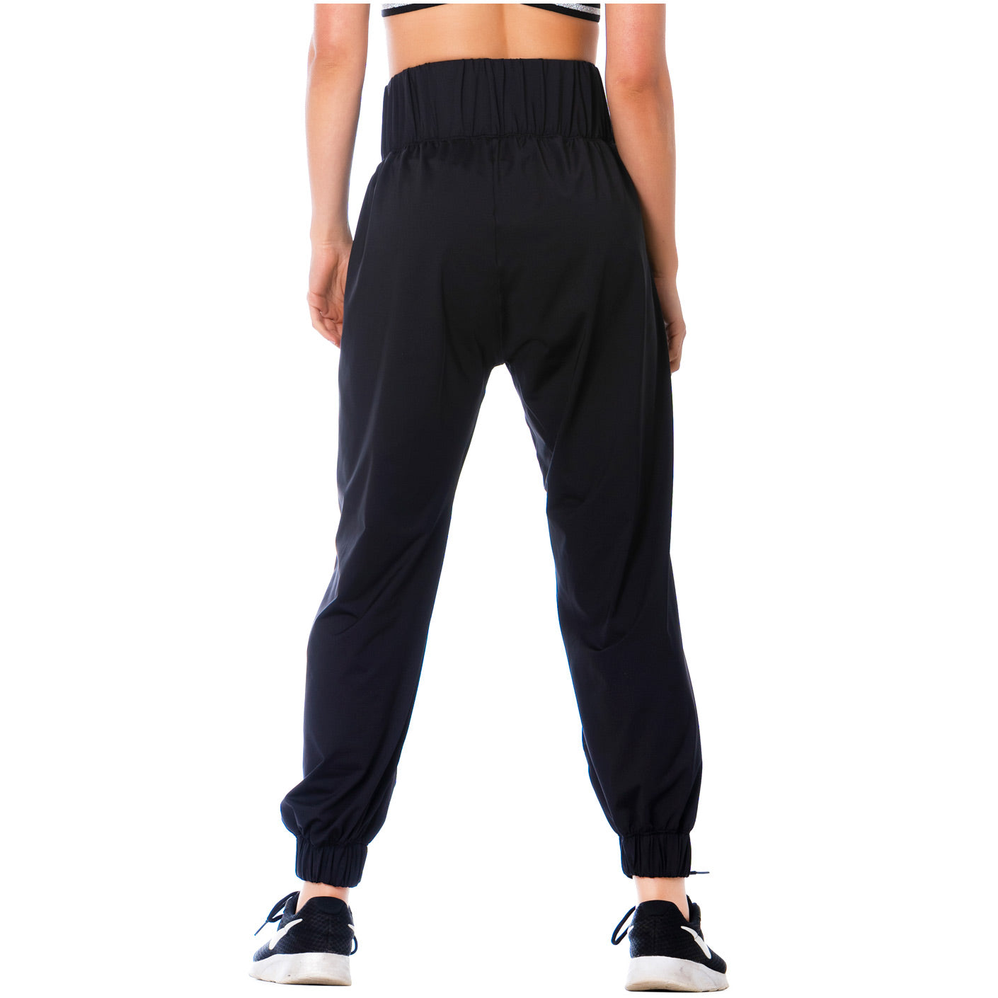 High-waisted woven joggers - Black - Ladies
